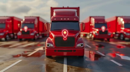 Innovative visualization of smart logistics and transportation with trucks and gps tracking system