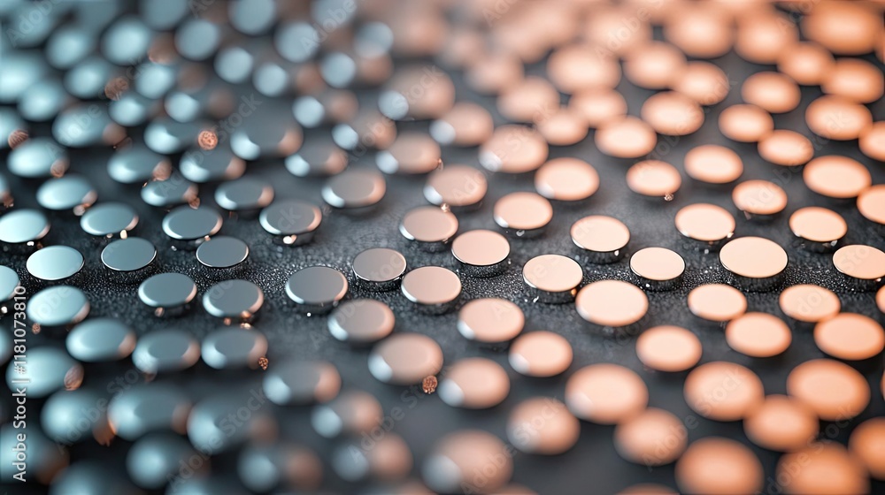 Poster dots abstract background concept. close-up of metallic dots creating a futuristic pattern, showcasin