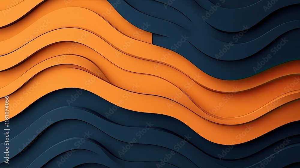 Poster floor abstract background idea. vibrant abstract waves in orange and navy blue create a modern visua