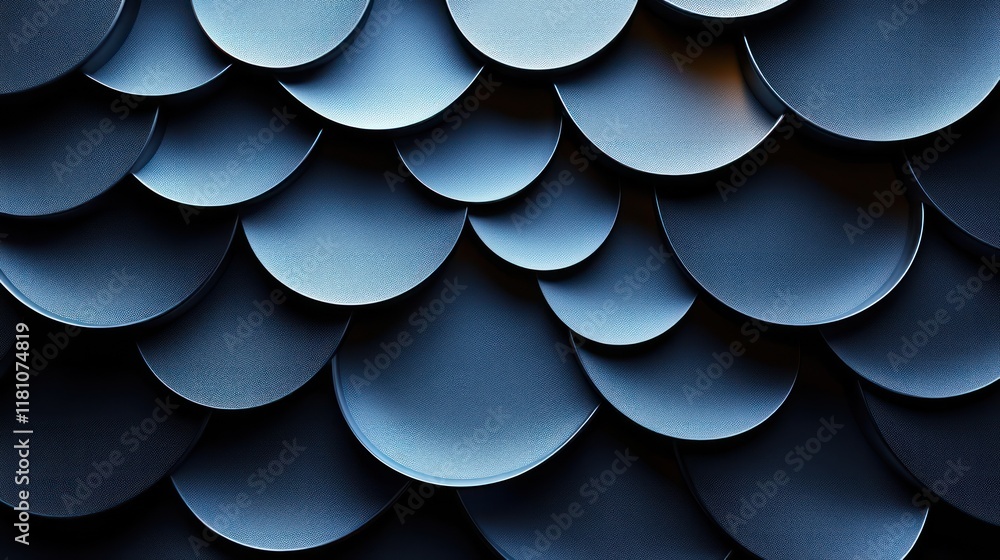 Poster abstract dark blue circular pattern: a 3d render of overlapping semicircles