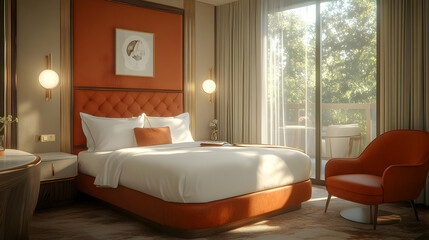Sunlit Modern Bedroom 3D Render