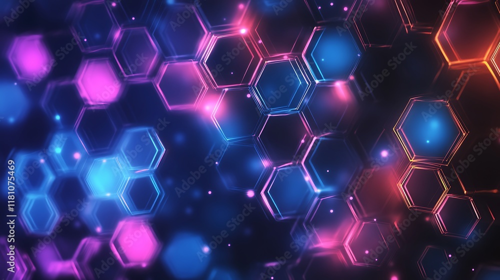 Poster abstract background hexagon pattern with glowing