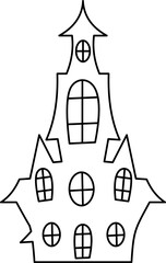 Spooky Halloween Haunted House Outline