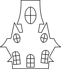 Spooky Halloween Haunted House Outline