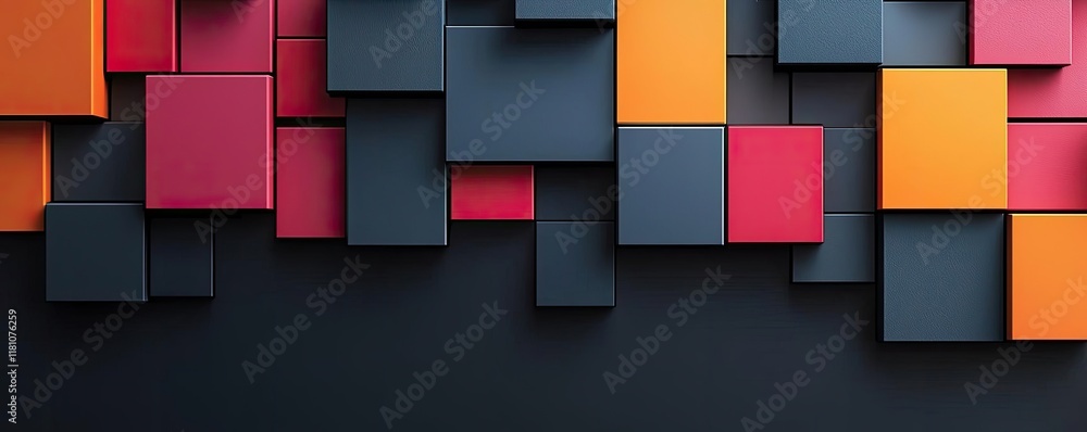 Poster floor abstract background idea. abstract geometric pattern with colorful squares in red, blue, and o