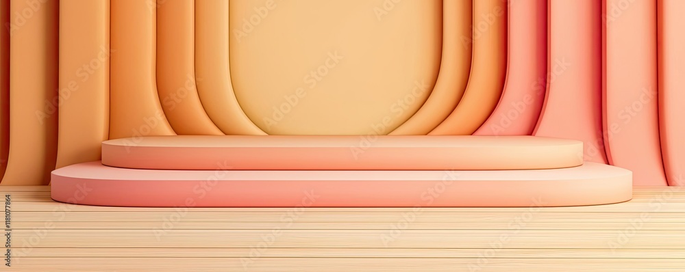 Poster floor abstract background idea. stylish, abstract background with layered curves in warm peach tones