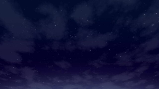 Dark blue starry in the night sky with cloudy, Animated sparkling stars beautiful background