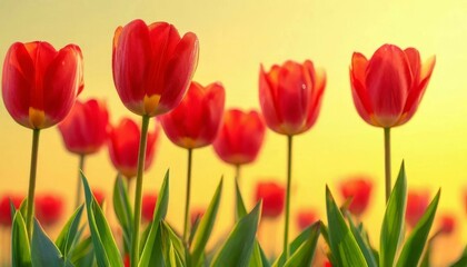 tulips on a warm abstract yellow background
