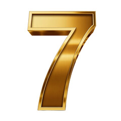 3D Golden Number 7 Isolated on White Background