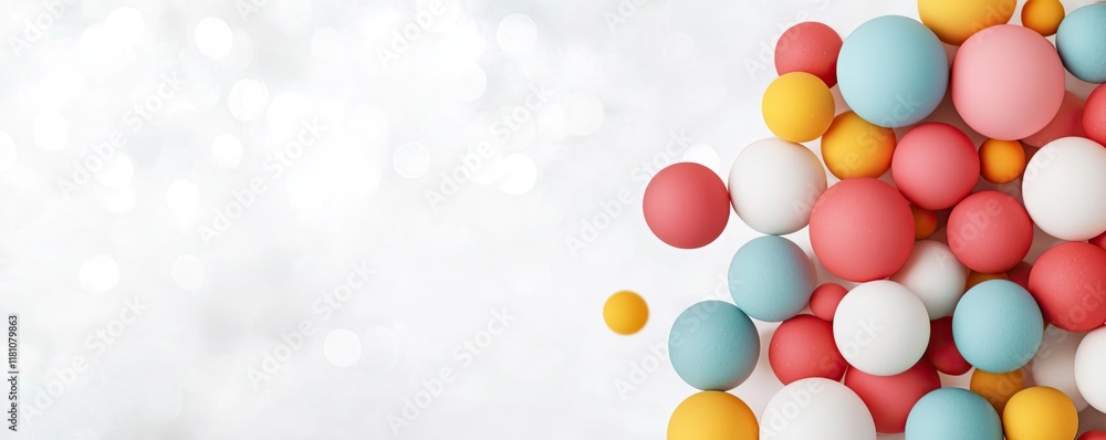 Poster dots abstract background concept. vibrant abstract composition featuring colorful spheres on a soft 