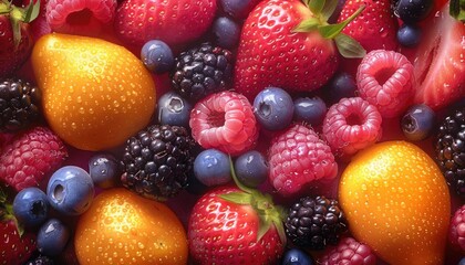 Fototapeta premium Colorful ripe fruits background.