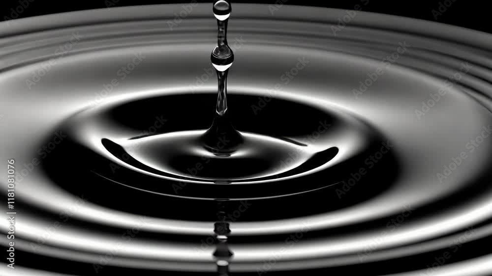 Poster unique water drop creating circular ripples on surface at close range during studio photography sess