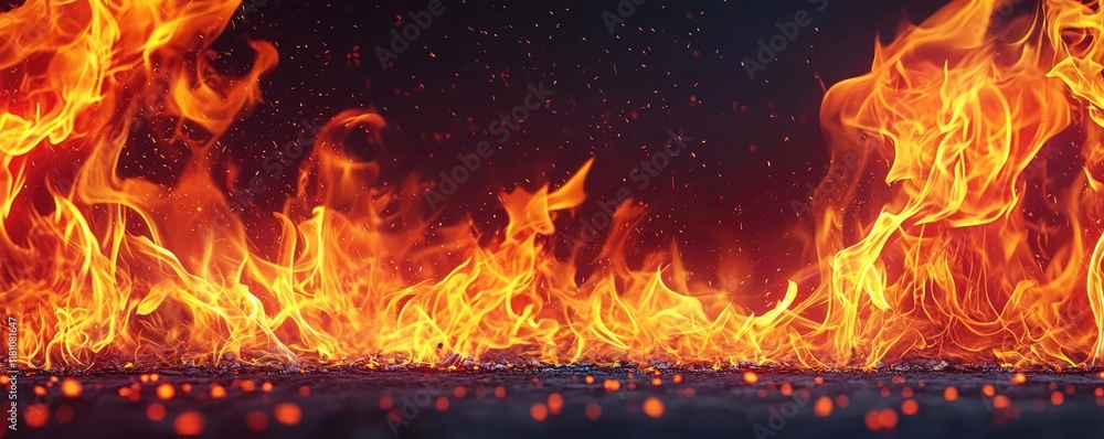 Poster fire abstract background idea. a vivid display of flames and embers creating a mesmerizing and fiery