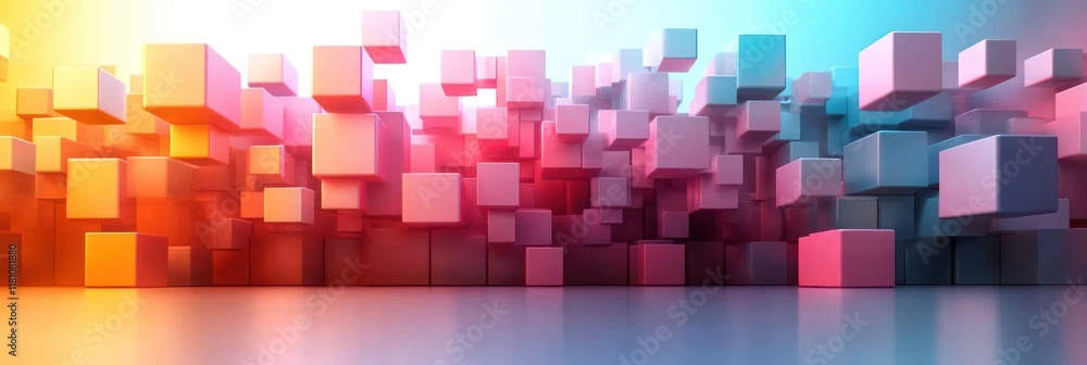Aufkleber abstract colorful cube composition: a vibrant 3d render of interlocking cubes