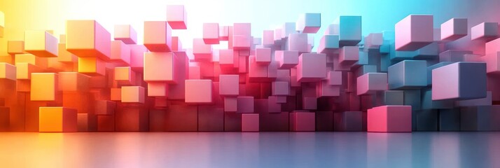 Abstract Colorful Cube Composition: A Vibrant 3D Render of Interlocking Cubes