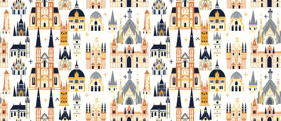 Fototapeta premium repeating pattern the most cathedral graphic outline