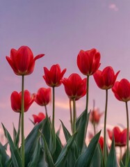 tulips with a warm abstract violet background