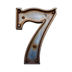 3D Grunge Metal Number 7 Isolated on White Background, Cut Out