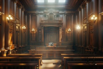 High Quality Visual of Courtroom Intensity Legal Proceedings Concept