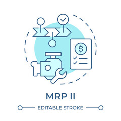 Manufacturing resource planning soft blue concept icon. Efficient management of manufacturing processes. Round shape line illustration. Abstract idea. Graphic design. Easy to use in booklet
