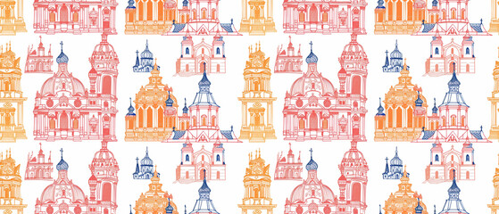 repeating pattern the most cathedral graphic outline