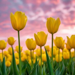 Obraz premium tulips with a warm abstract violet background