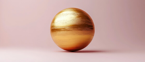 Gleaming golden sphere on a minimal pink background, symbolizing unity and strength for Women's Day