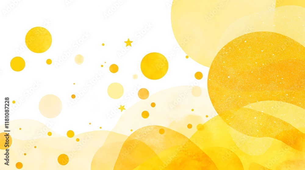 Poster playful pattern of colorful circles and stars creating a fun background design