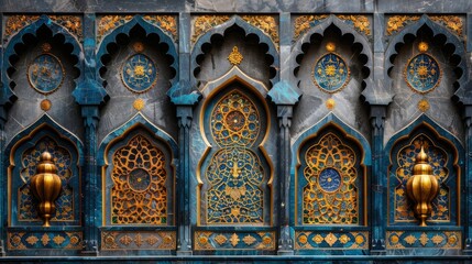 Obraz premium Traditional Arabic Muslim oriental gold decorative.