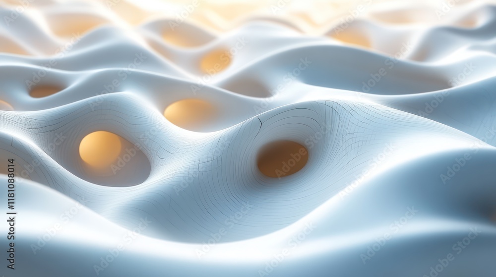 Poster abstract 3d render: serene waves of light and shadow