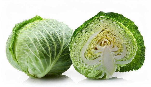 Verduras de repollo fresco en blanco