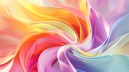 Obraz premium Vibrant Abstract Swirl Illustration with Multicolored Waves and Pastel Hues for Creative Background Design