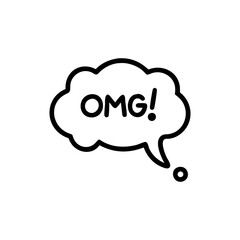 Cute OMG Speech Bubble Graphic, Speech bubble with the text OMG! isolated on white background. Vector hand drawn illustration in doodle style. Perfect for cards, logo, decorations, various designs.