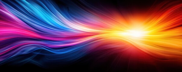 Fototapeta premium Radiance Gratification Celebration style. Vibrant abstract waves of color on a dark background.