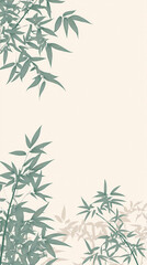 Soft green bamboo leaves against light background create serene atmosphere