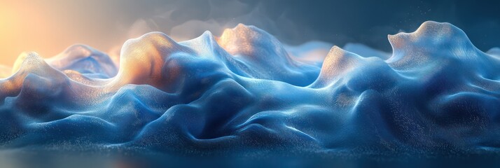 Obraz premium Abstract Dreamy Landscape: Serene Blue Hills at Dawn