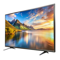 4K TV screen mockup isolated on transparent background  
