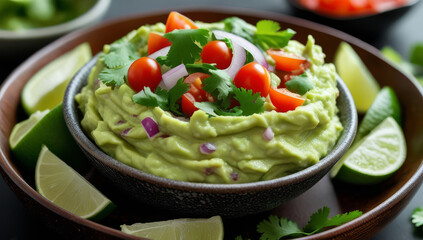 Mexican Guacamole in Creamy Style with Fresh Flavors Representing Street Food