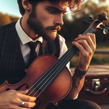 58 Musician with Instrument Outdoors A close up shot of a musici