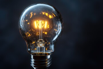 A glowing vintage light bulb illuminates the darkness, symbolizing ideas and innovation.