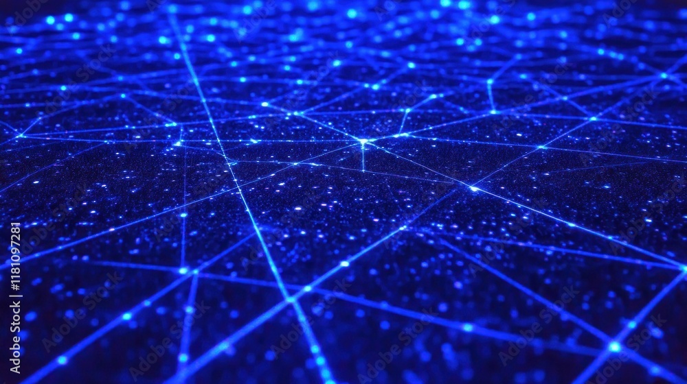 Poster abstract network connections: a digital universe of intertwined lines and nodes