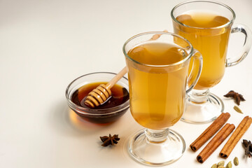 Sbiten traditional slavic drink. Homemade drink with cinnamon and other spices.