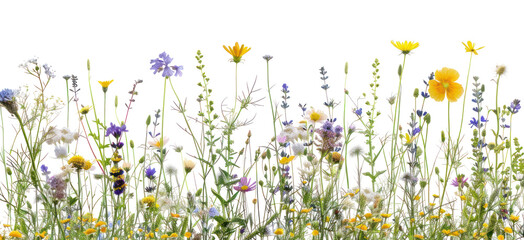 Fototapeta premium PNG Colorful wildflowers on white background