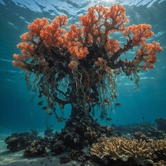 Naklejka premium coral reef and coral