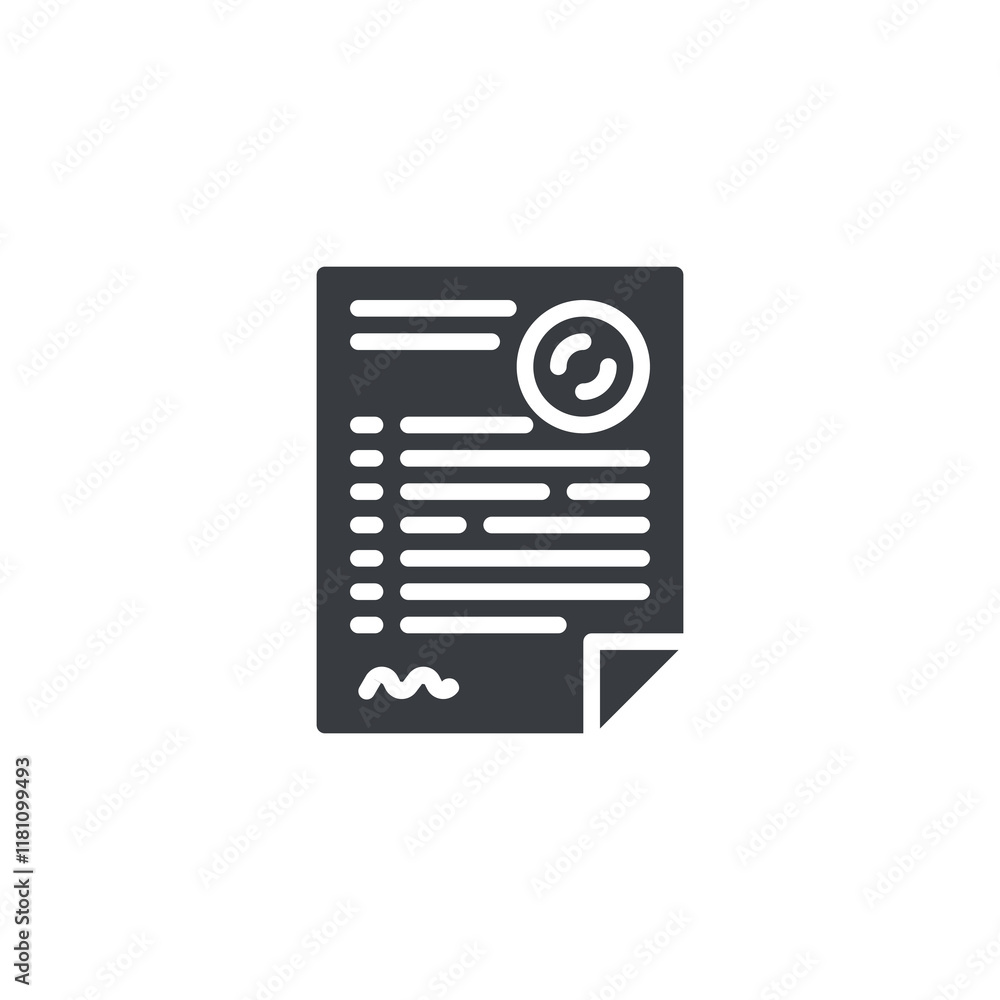 Poster a document with a checklist and a stamp vector icon