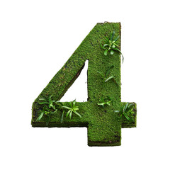 3D PlantTextured Number 4 Isolated on White Background, Cut Out