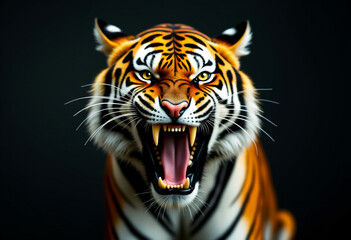 Fototapeta premium Fierce Tiger Growling with Intense Expression