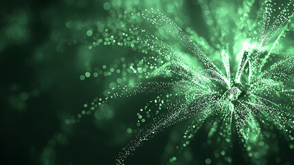 Abstract green light streaks resembling fireworks
