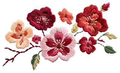 PNG Embroidery retro flowers pattern art needlework.