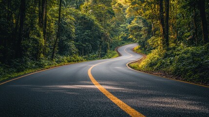 Fototapeta premium Winding Road Through Lush Tropical Forest